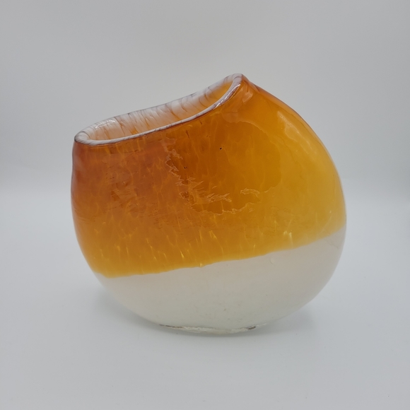 Art Glass Slanted Candy Corn Color Halloween Vase - Picture 8 of 8